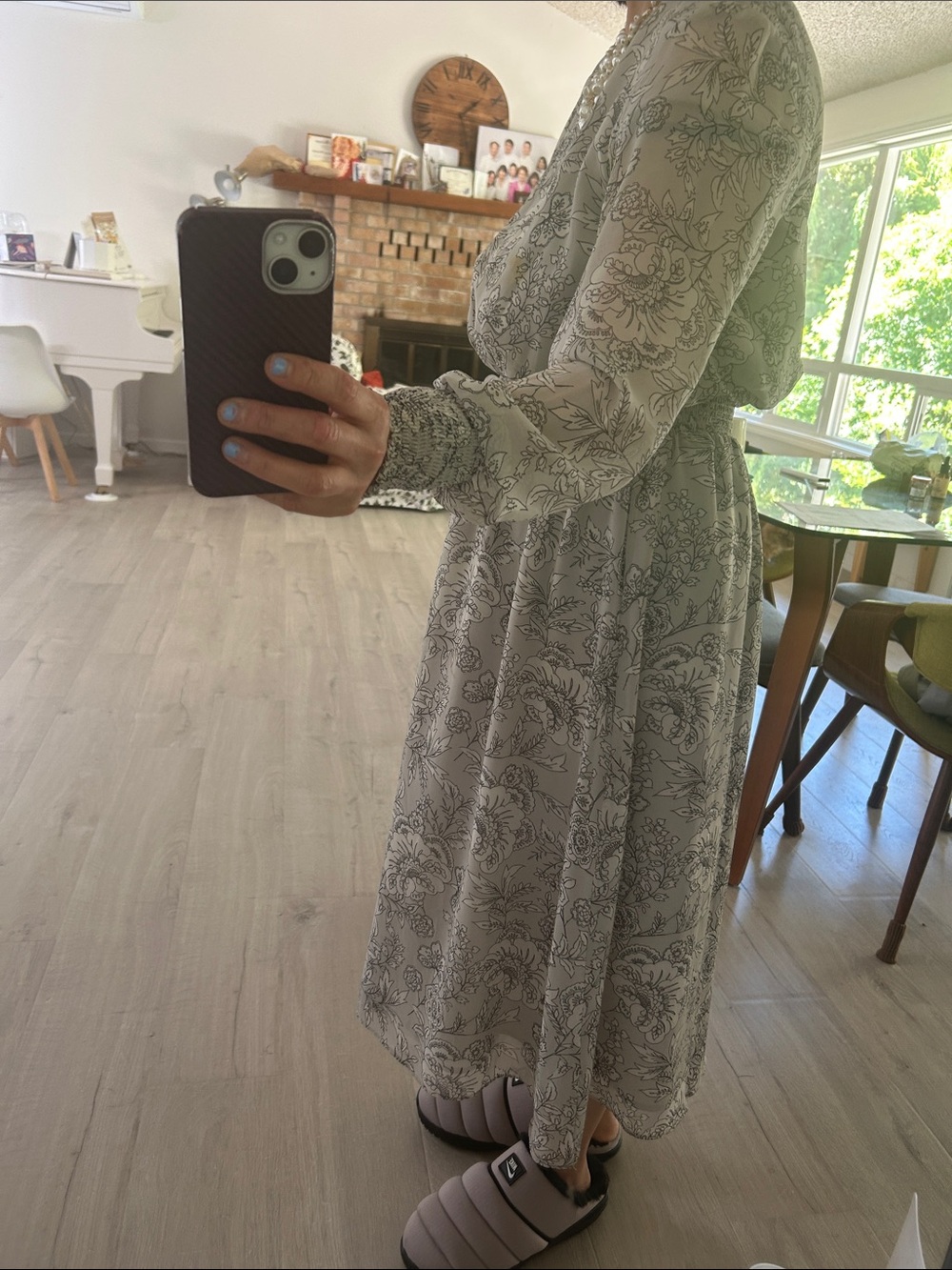 Banana Republic Light Gray Floral Maxi Dress